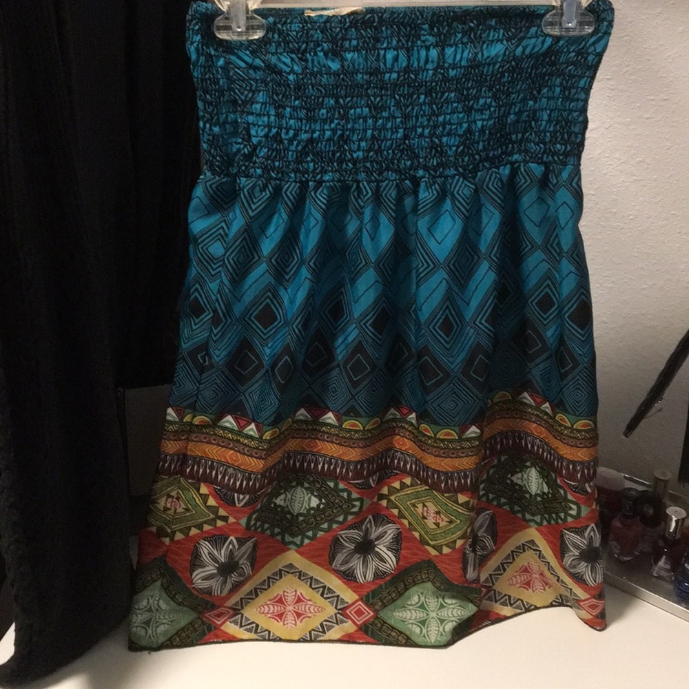Tribal print strapless dress